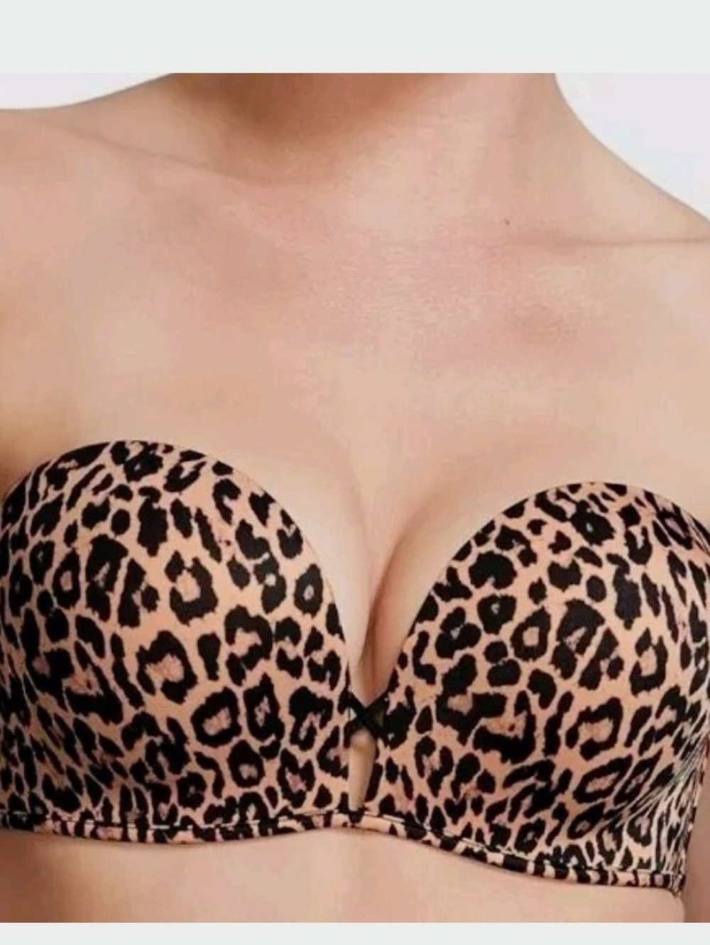 38C Victoria's Secret Pink and Black Leopard Strapless Bombshell Push-Up Bandeau
